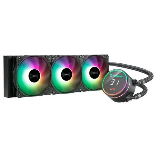 UNYKAch AquaStorm 360 Kit de Refrigeración Líquida 360mm con Display de Temperatura CPU Negro