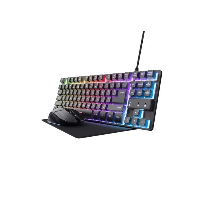 Teclado Mouse Y Alfombrilla Trust Gaming Gxt 794 Rgb Raton Wireless 4800dpi Teclado Cable