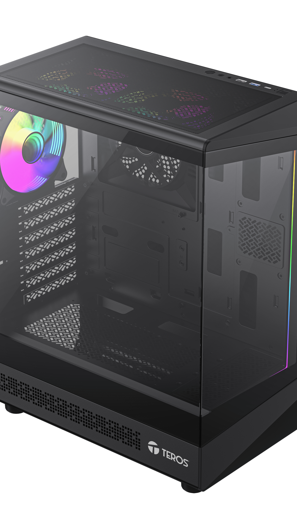 TEROS 13121G Caja de Ordenador ATX Black Gaming, Frontal ARGB