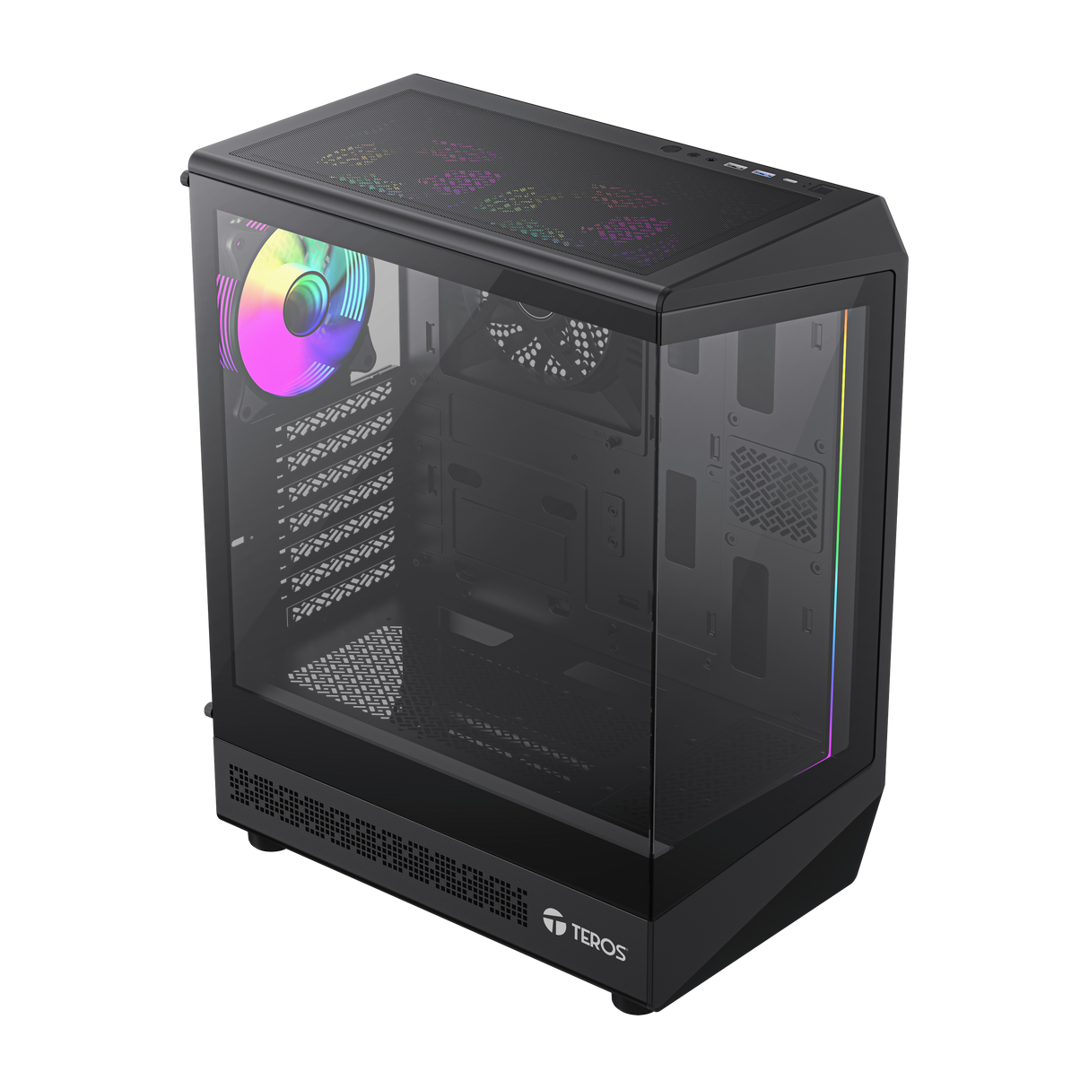 TEROS 13121G Caja de Ordenador ATX Black Gaming, Frontal ARGB