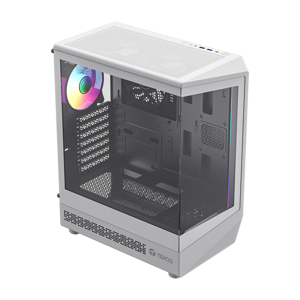 TEROS 13122G Caja de Ordenador ATX White, Gaming, Frontal ARGB