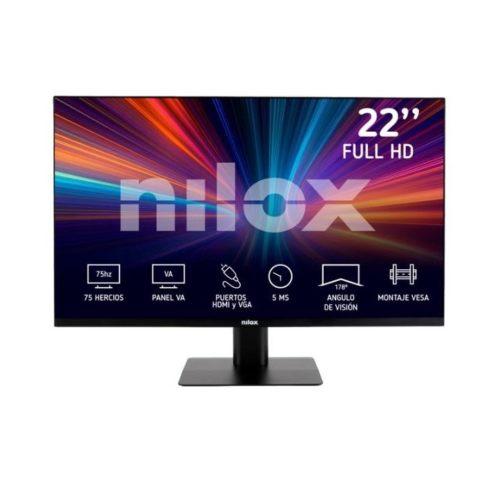 Monitor 22" Hdmi Vga Nilox Nxm22fhd11 Ips Fhd 75hz 5ms 250cd/m² Vesa 100x100