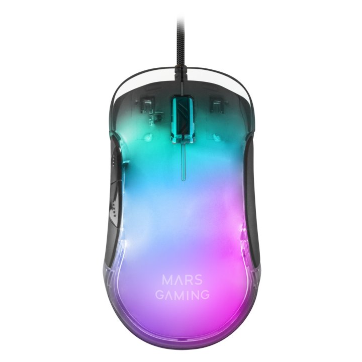 Mouse Mars Gaming Rgb Mmglow Black 12800dpi Iluminacion Total Chroma-glow Con Cuerpo Acabado En Espejo Switches Mecanicos Hua