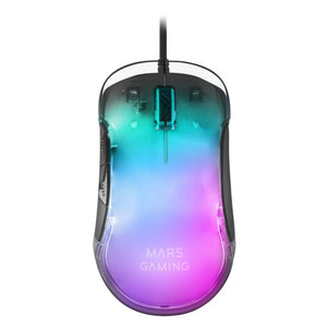 Mouse Mars Gaming Rgb Mmglow Black 12800dpi Iluminacion Total Chroma-glow Con Cuerpo Acabado En Espejo Switches Mecanicos Hua