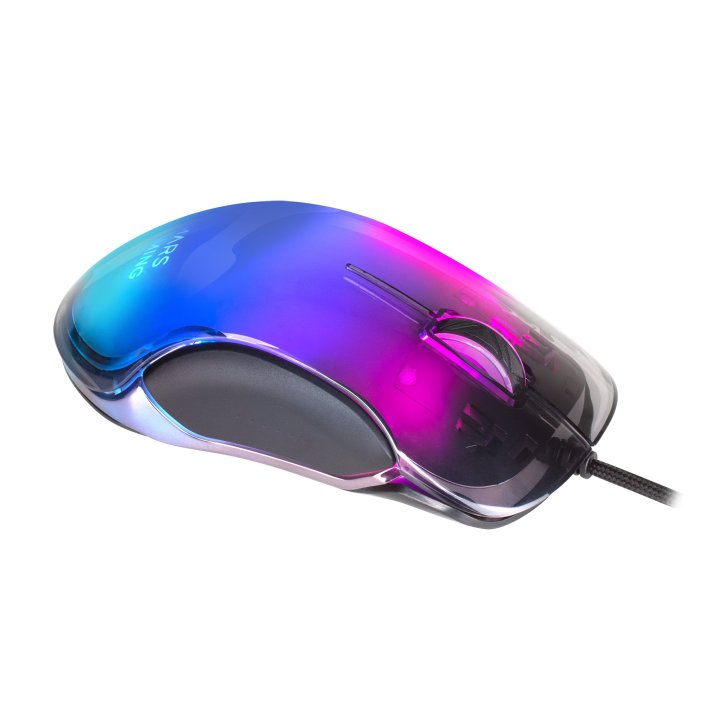 Mouse Mars Gaming Rgb Mmglow Black 12800dpi Iluminacion Total Chroma-glow Con Cuerpo Acabado En Espejo Switches Mecanicos Hua