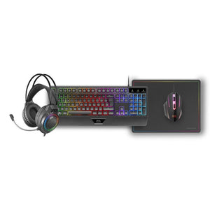 Teclado Mouse Headset Y Alfombrilla Mars Gaming Mcp124proes H-mech Rgb 3200dpi Negro