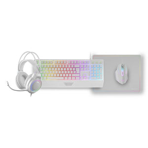 Teclado Mouse Headset Y Alfombrilla Mars Gaming Mcp124prowes H-mech Rgb 3200dpi Blanco
