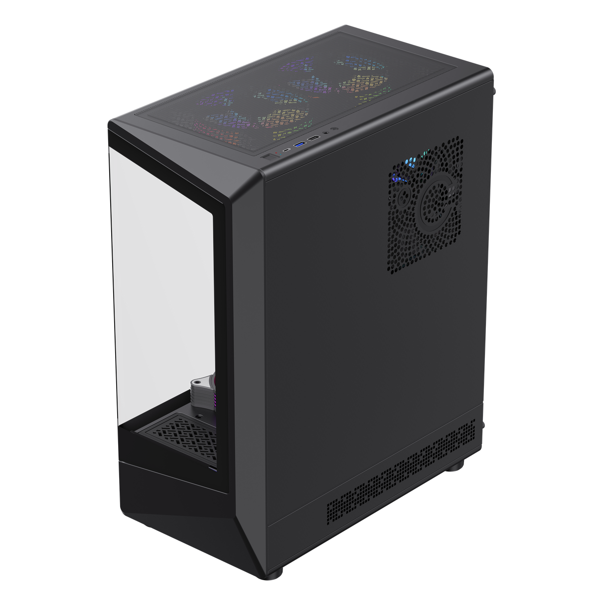TEROS 13121G Caja de Ordenador ATX Black Gaming, Frontal ARGB