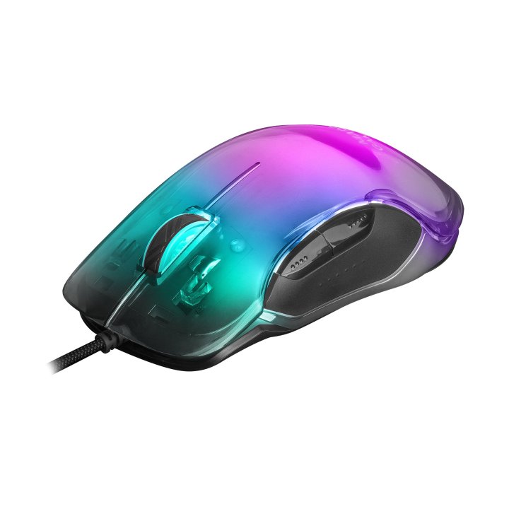 Mouse Mars Gaming Rgb Mmglow Black 12800dpi Iluminacion Total Chroma-glow Con Cuerpo Acabado En Espejo Switches Mecanicos Hua