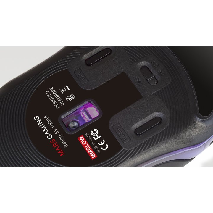 Mouse Mars Gaming Rgb Mmglow Black 12800dpi Iluminacion Total Chroma-glow Con Cuerpo Acabado En Espejo Switches Mecanicos Hua