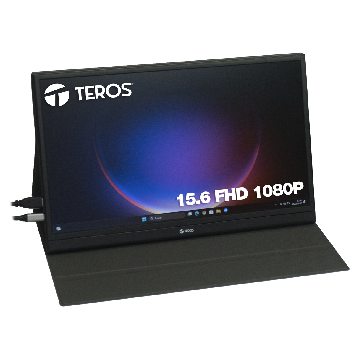 TEROS 1501S Monitor portátil 15.6 TEROS Full HD 1080P ultradelgado con HDR. Ideal para gaming, trabajo y viajes. Compatible con PC y consolas.