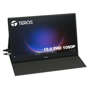 TEROS 1501S Monitor portátil 15.6 TEROS Full HD 1080P ultradelgado con HDR. Ideal para gaming, trabajo y viajes. Compatible con PC y consolas.