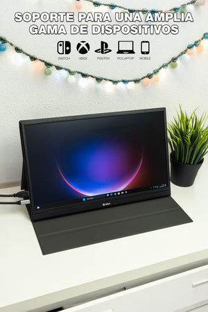 TEROS 1501S Monitor portátil 15.6 TEROS Full HD 1080P ultradelgado con HDR. Ideal para gaming, trabajo y viajes. Compatible con PC y consolas.