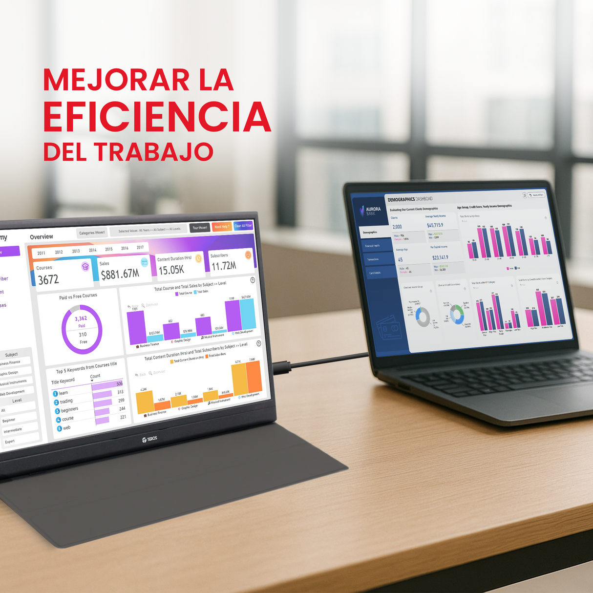 Monitor portátil TEROS 1501S - vista trasera